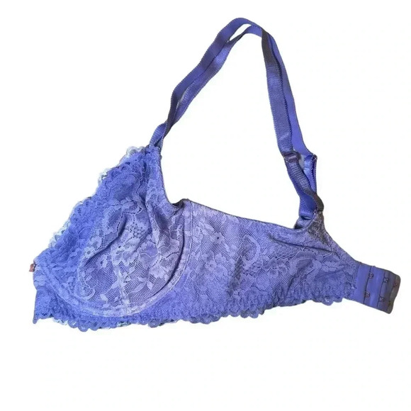 Savage x Fenty Bra 34D Lingerie Rhianna Blue Periwinkle Ombré Lace Underwire - Picture 8 of 8